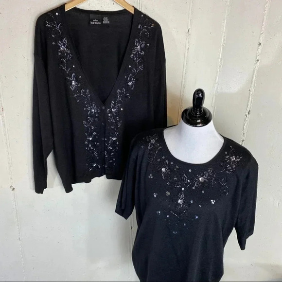 Stefano Basic‎ 22/24 sequin blk 2pc sweater - Picture 7 of 12
